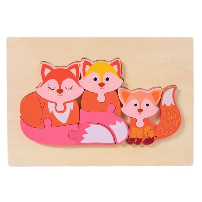 Wooden 3D Fox Animal Puzzle – Kids Baby Children Early Educational Learning Toy