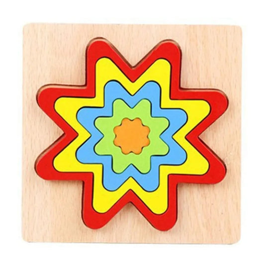 Colorful Geometrical Shape 08 Sided Star Wooden Puzzle Educational and Learning Toy for Kids