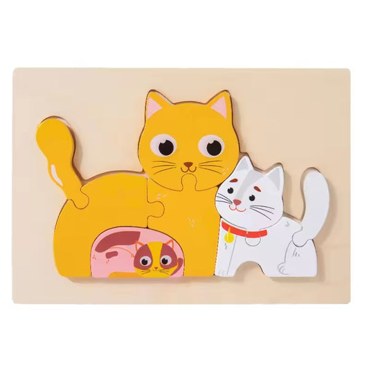 Cat Family Wooden Puzzle – Colorful & Engaging Learning Toy