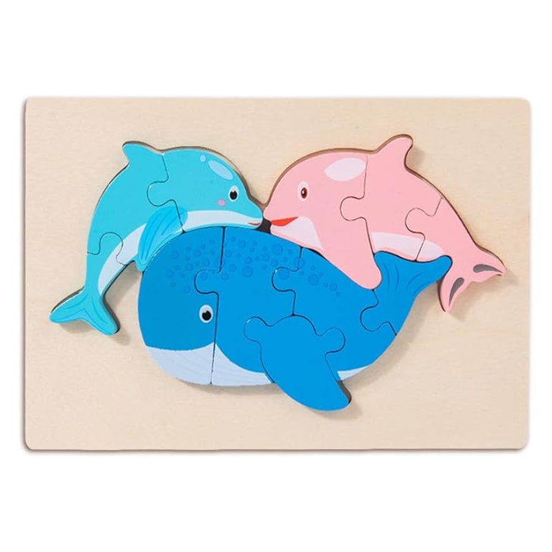 Dolphin Family Wooden Puzzle – Fun & Educational Toy for Kids