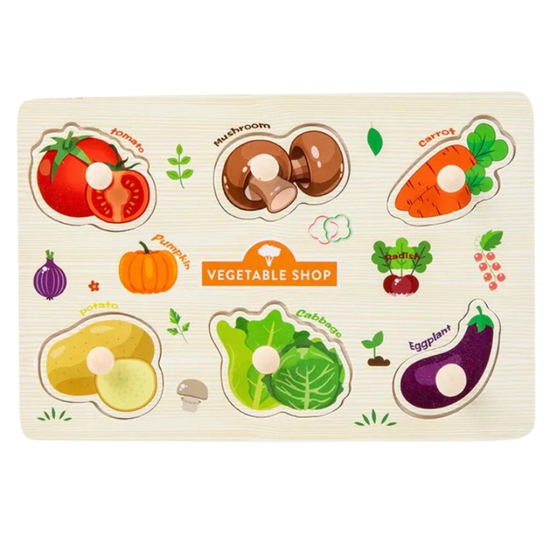 Wooden Vegetable Shape Matching Puzzle: Fun Learning for Toddlers