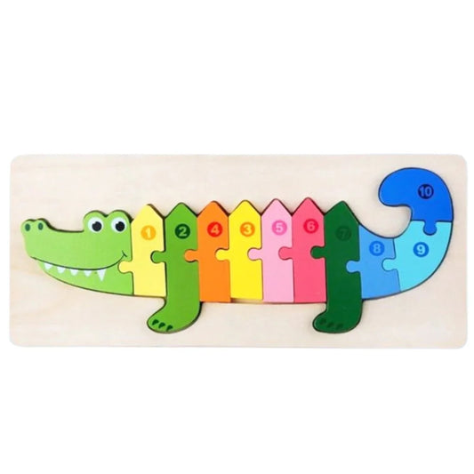 Colorful Wooden Crocodile Number Puzzle – Fun & Educational Toy