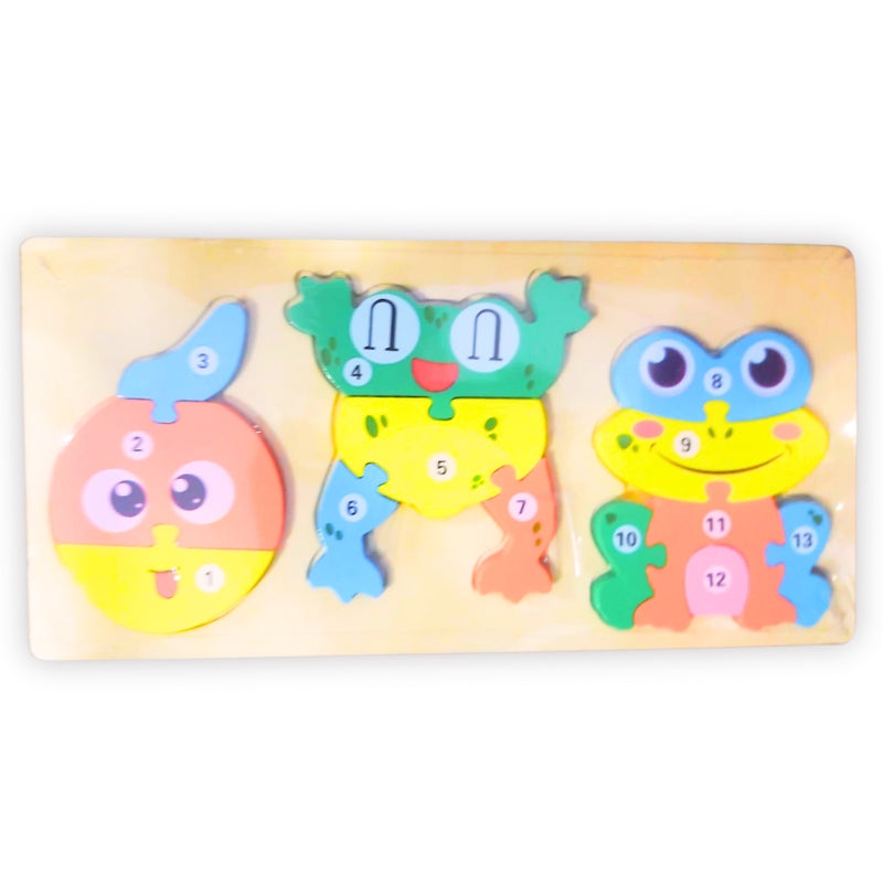 Colorful Frog Wooden Puzzle Set – Fun & Educational Toy for Kids