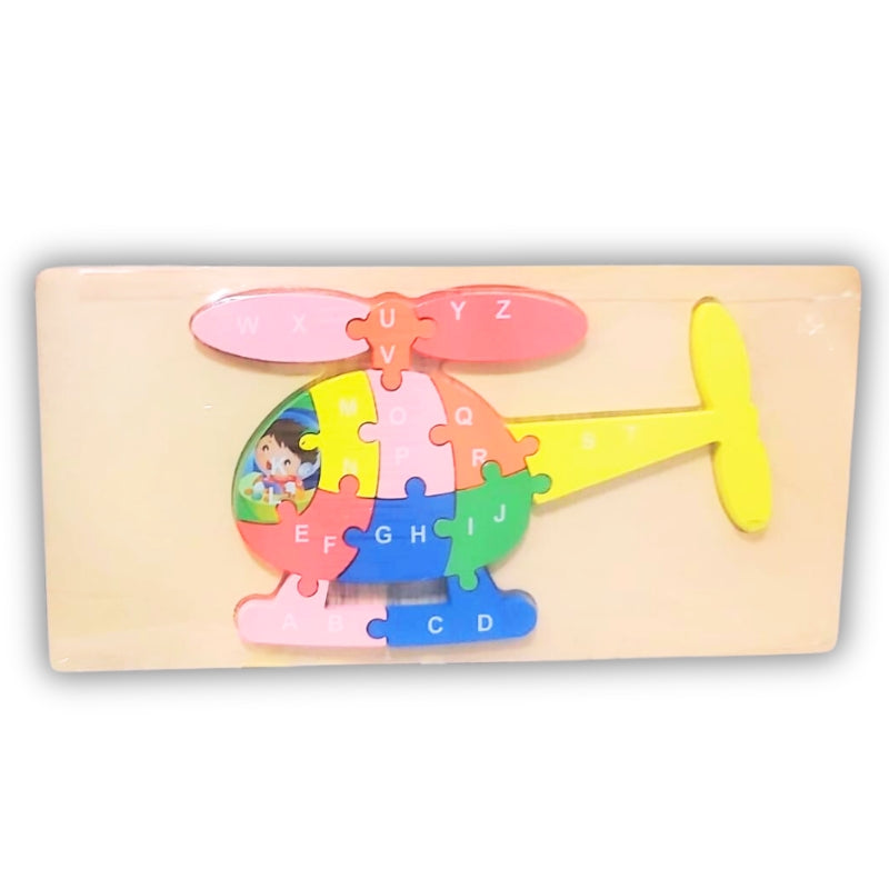 Colorful Helicopter Alphabet Puzzle – Educational Wooden Toy for Kids