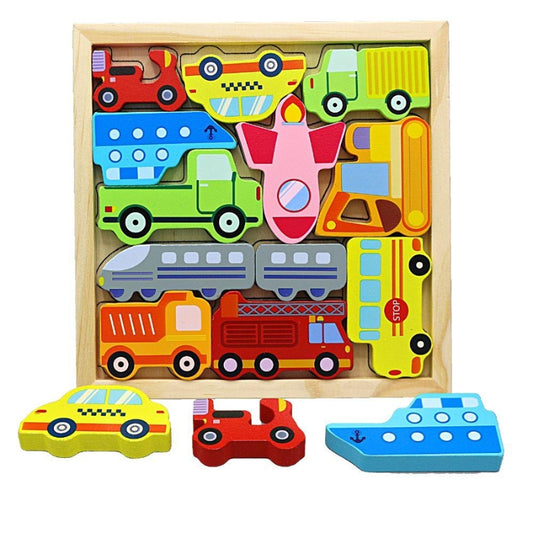 Vehicles Adventure Wooden Puzzle – Fun & Educational Toy for Kids