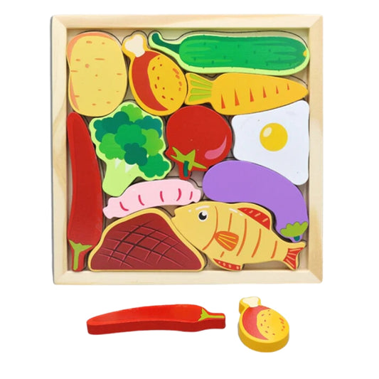 Colorful Food Adventure Wooden Puzzle – Fun and Learn