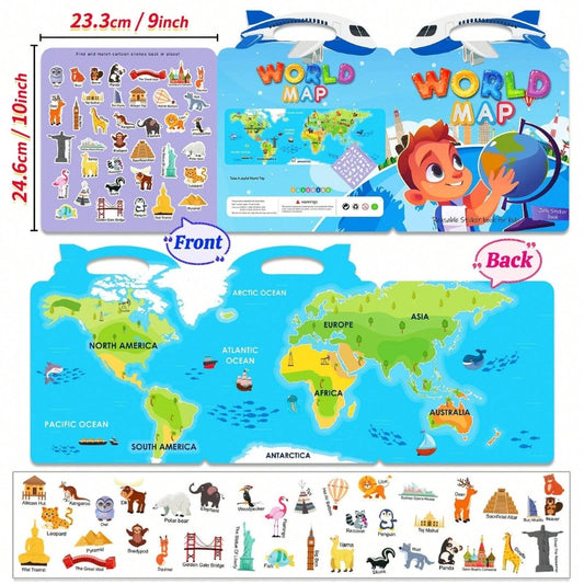 World Colorful Map Stickers Set – Explore & Create