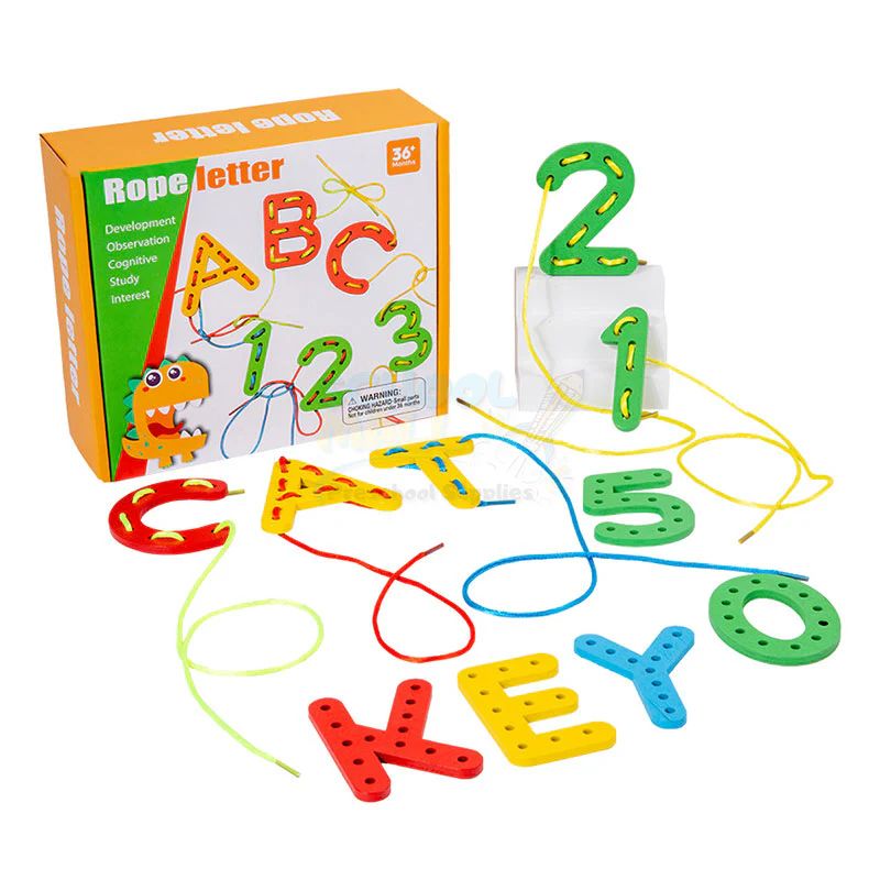 Rope Letter Children Development Observation Cognitive Study Interest Lacing Set
