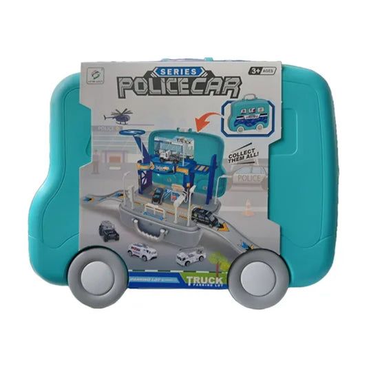 2-in-1 Police Car & Helicopter Mini Parking Storage Box