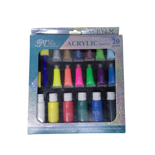 20-Piece Acrylic Paint Set Rich Vibrant Colors for Every Artist