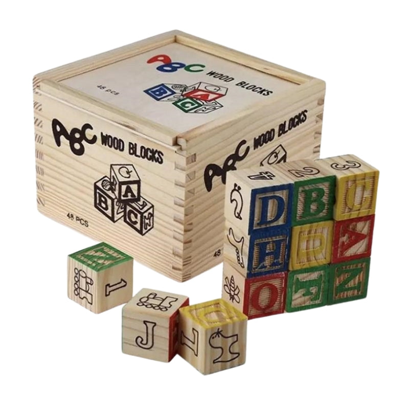 ABC Wooden Blocks Set 48 Pieces of Fun Learning