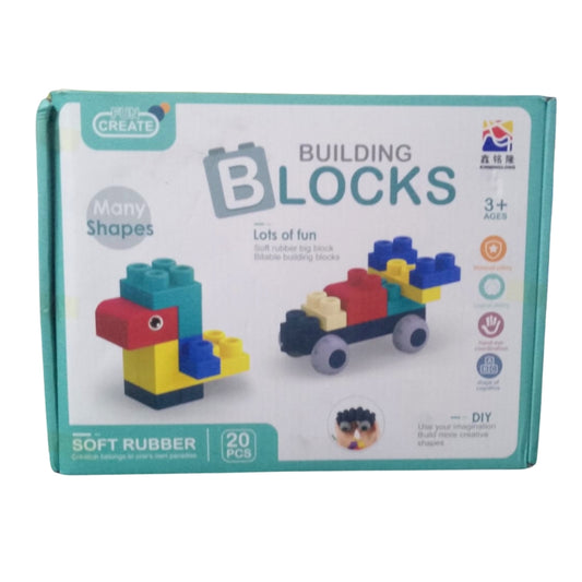 Soft Rubber Building Blocks Set 20pcs Safe Creative Play for Kids
