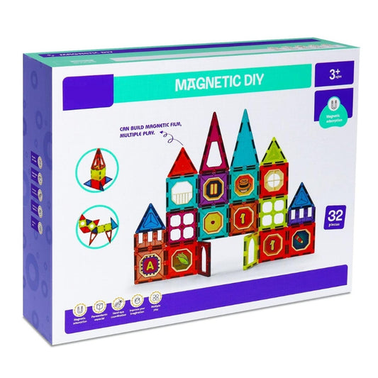 Magnetic Building Block & Tiles Set 32 Pieces for Creative Play
