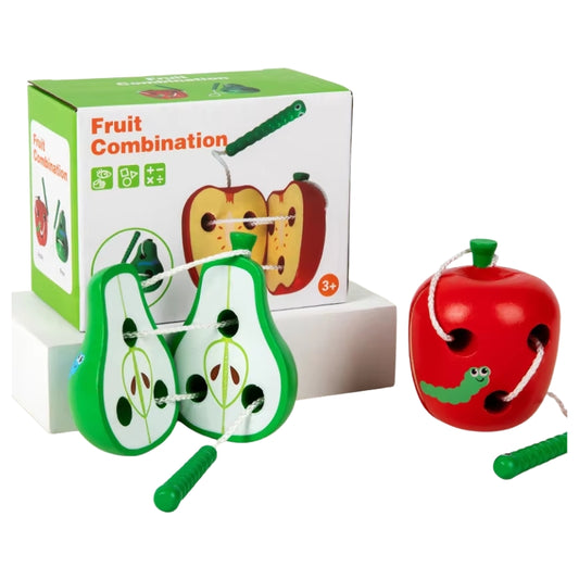 Wooden Fruits Combination Rope Toy Fun Lacing & Early Learning Playset