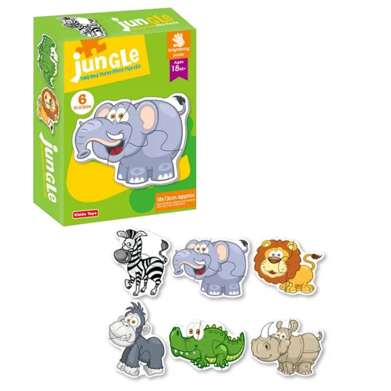 Jungle Puzzle Set 2 & 3 Piece Puzzles 6 in a Box