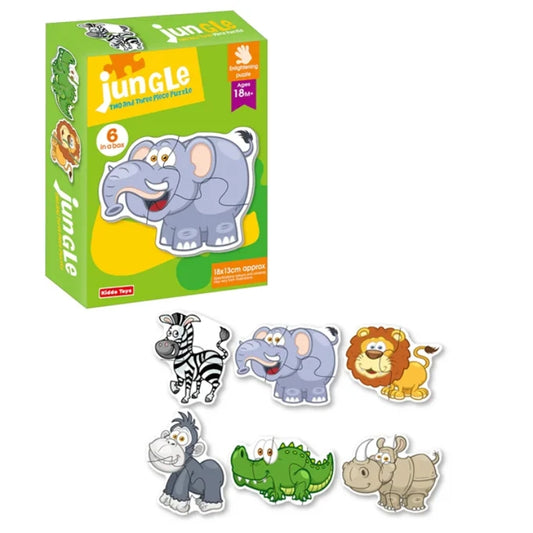 Jungle Puzzle Set 2 & 3 Piece Puzzles 6 in a Box