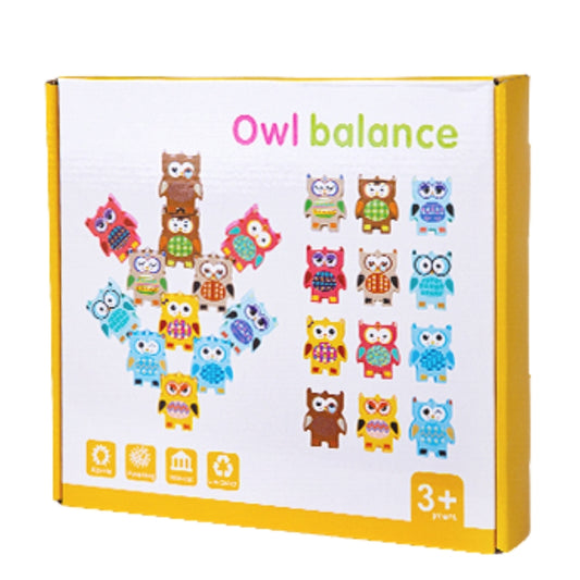 Colorful Stacking Owls Wooden Balancing Toy 12 Pcs Set