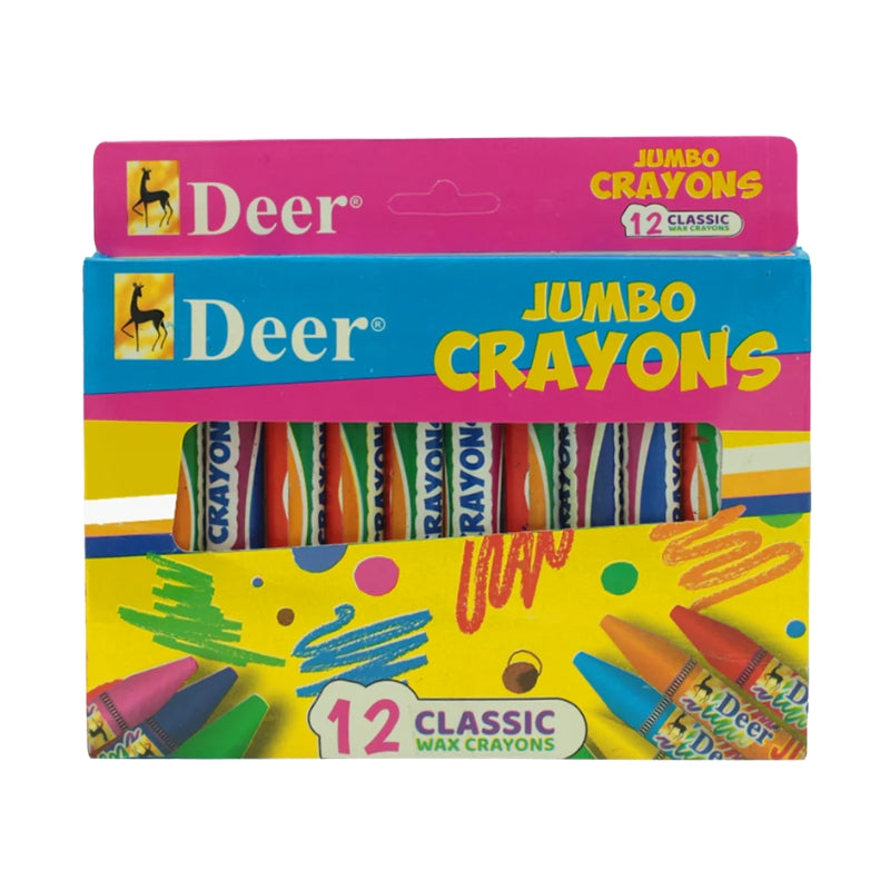 Jumbo 12-Color Wax Crayons Classic Bright Colors (Model #30112)