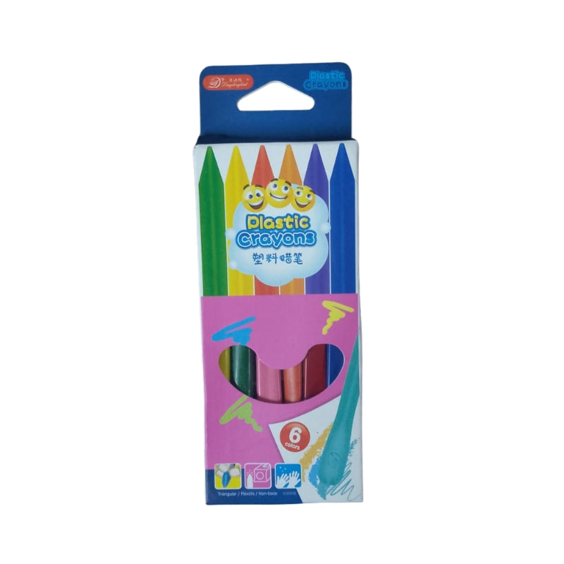 Plastic 6-Color Crayons Bright & Fun (Model #LD-2007-6)