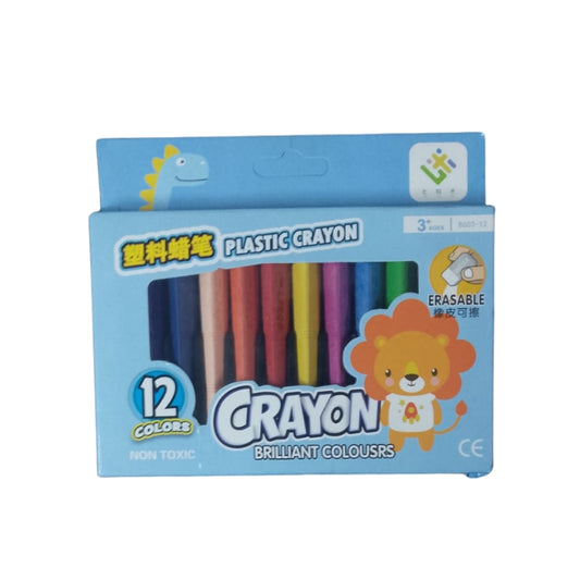 Plastic 12-Color Crayons Bright & Fun (Model #D4236)