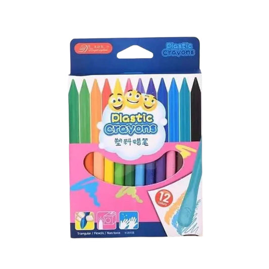 Plastic 12-Color Crayons Bright & Fun (Model #LD-2007-12)
