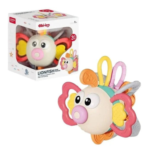 Lionfish Animal Silicone Teether & Sensory Rattle Toy
