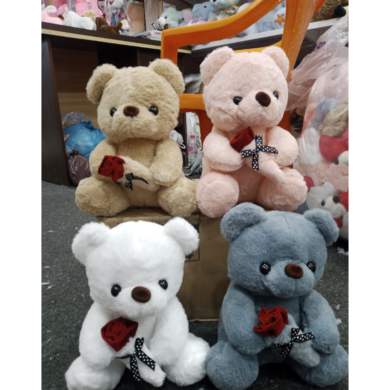 Rose Design Teddy Bear Romantic Soft Plush Stuffed Toy (25cm) (Assorted)