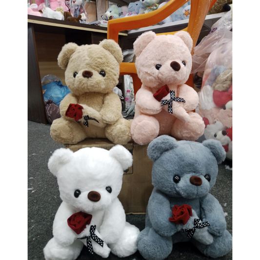 Rose Design Teddy Bear Romantic Soft Plush Stuffed Toy (25cm) (Assorted)