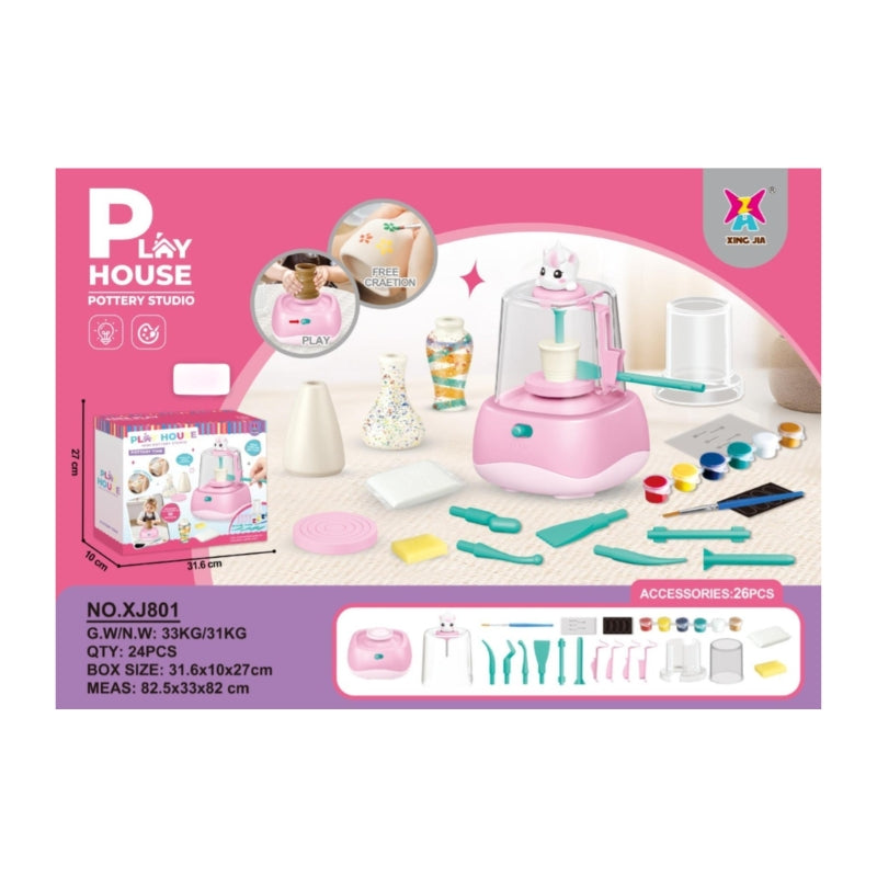 Play House Pottery Studio Mini DIY Clay Craft Machine Toy Set (26 Pieces)