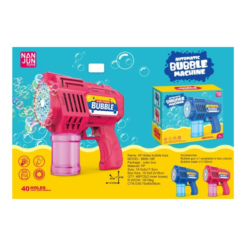 Nan Jun Toys 40-Hole Automatic Bubble Gun Machine Toy Set