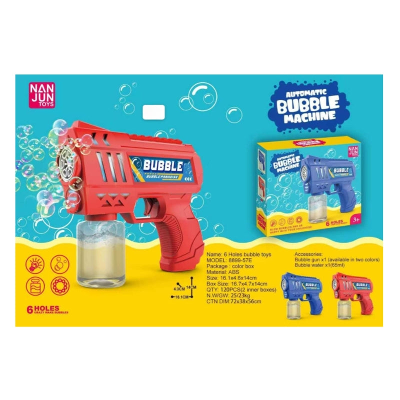 Nan Jun Toys 6-Hole Automatic Bubble Gun Machine Toy Set