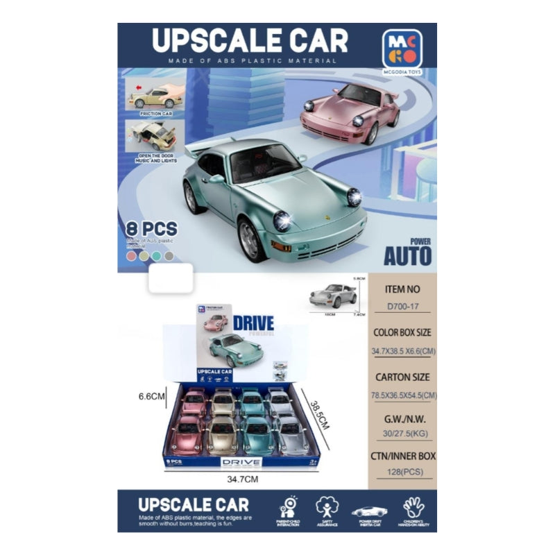 McGodia Toys Upscale Car Friction Powered Diecast Style Model (Pack of 8)