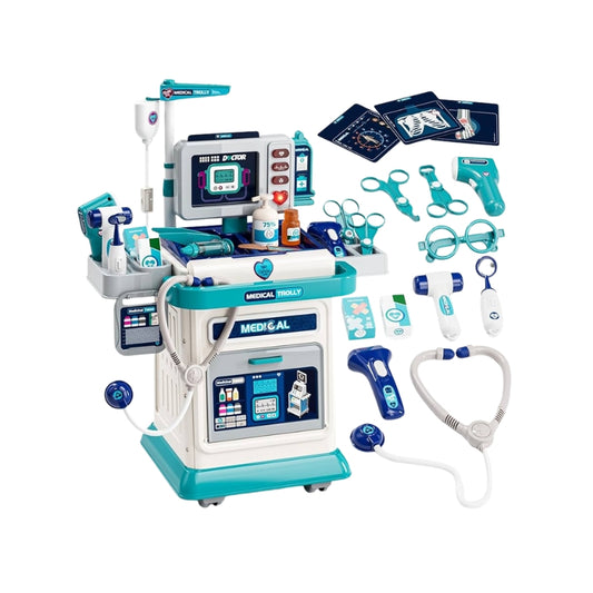 Kids Doctor Medical Trolley Cart Playset with Lights and Sounds