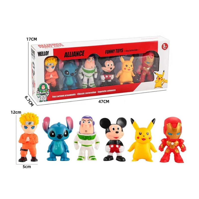 Kids Cartoon Anime Alliance Mini Action Figures Set – 6 Pieces