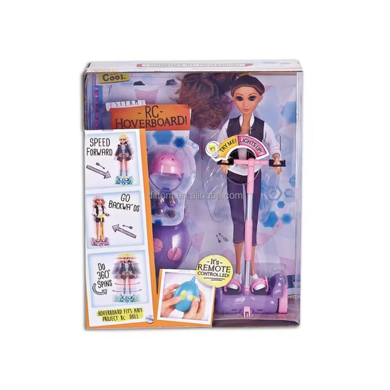 Remote Control Hoverboard Fashion Doll Toy with Lights