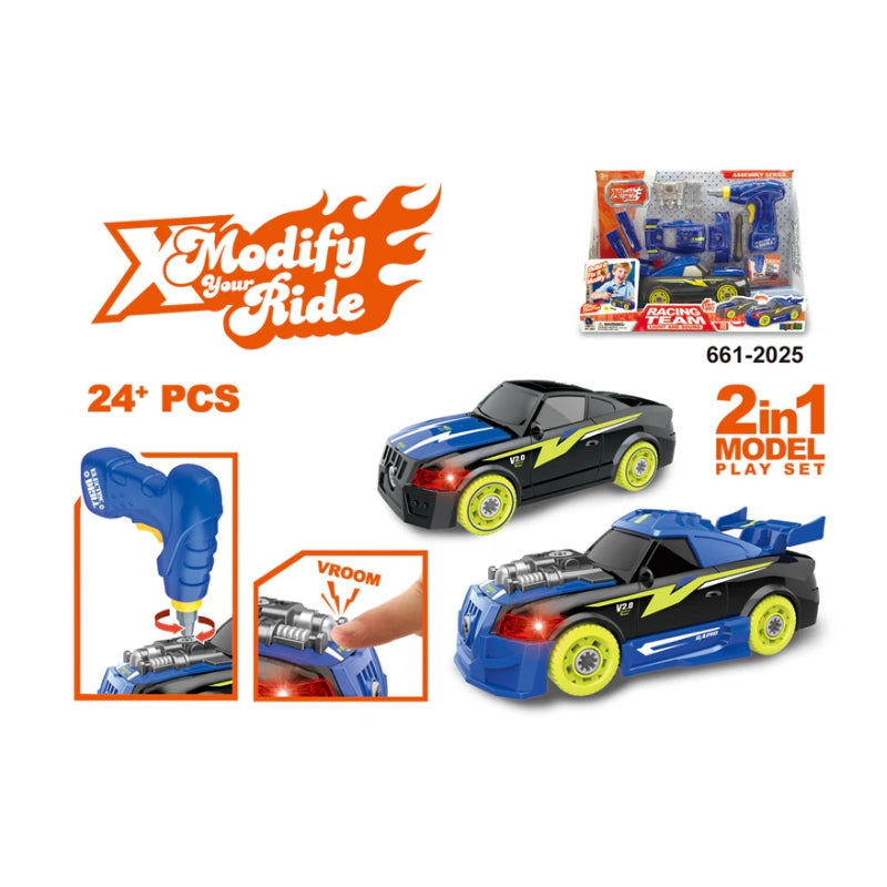 X-Modify Your Ride 2-in-1 Take-Apart Race Car Toy Set with Electric Drill (Brand New)