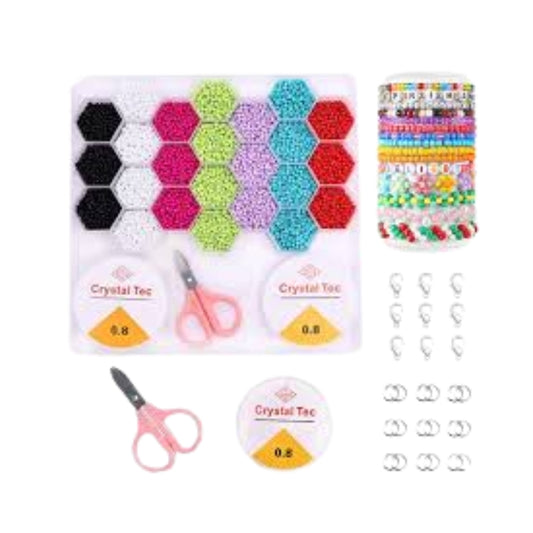 DIY Glass Seed Bead Jewelry Making Kit with Hexagon Storage Tray & Tools – Brand New Friendship Bracelet Craft Set