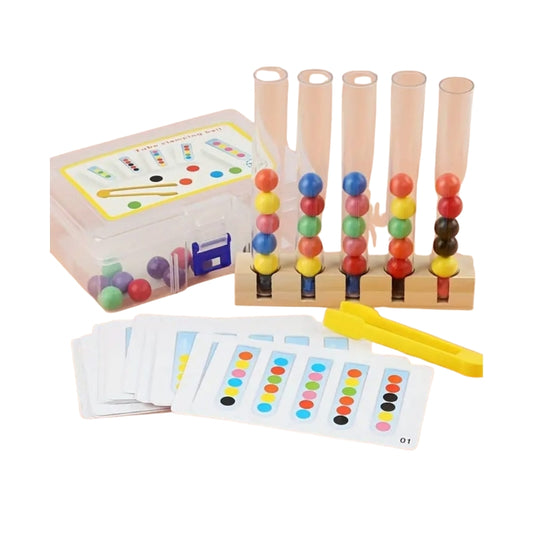 Montessori Wooden Test Tube & Color Bead Sorting Game – Brand New Kids Fine Motor Skill Training Toy