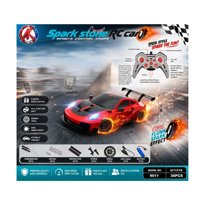 Spark Stone 2.4GHz RC Drift Car with Real Sparking Effects – Brand New High-Speed Remote Control Racing Coupe