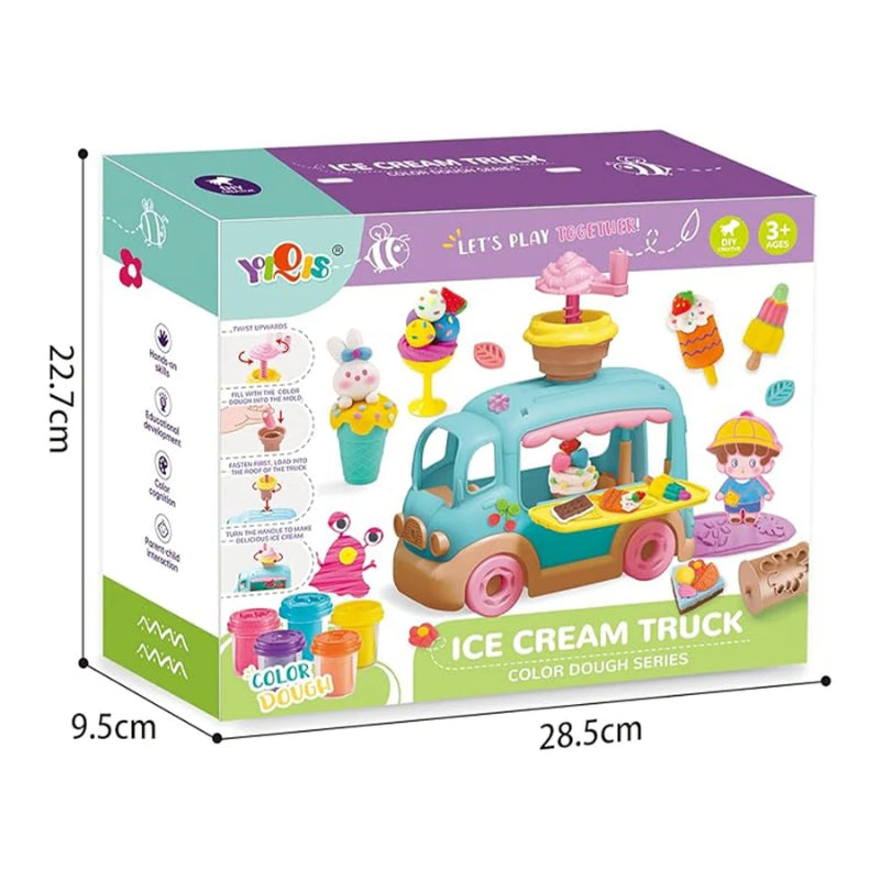 YIQIS Ice Cream Truck Color Dough Playset – Brand New DIY Soft Modeling Clay Extruder Set with Molds & Accessories