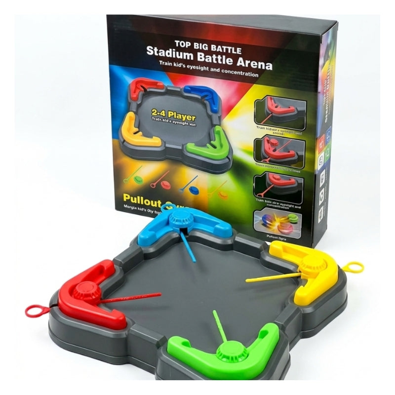 Top Big Battle Stadium Arena 4-Player Gyro Game Interactive Pullout Spinning Top Combat Board Toy