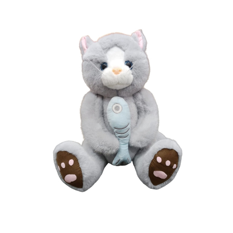 Cute Plush Cat Toy with Toy Fish – Soft Stuffed Kitten Animal