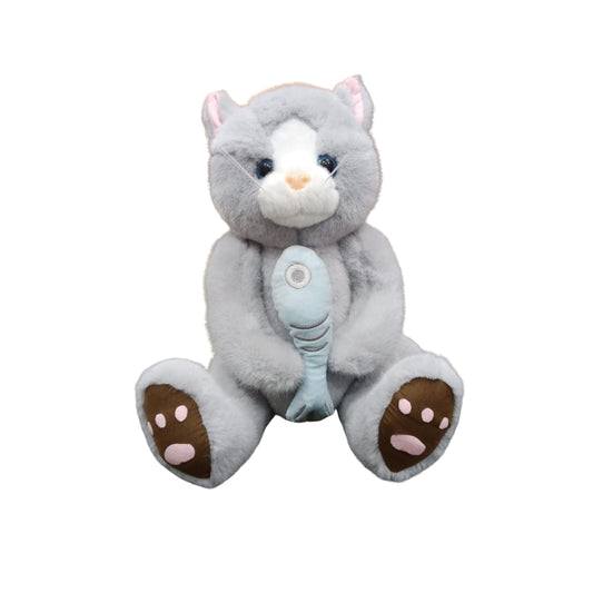 Cute Plush Cat Toy with Toy Fish – Soft Stuffed Kitten Animal