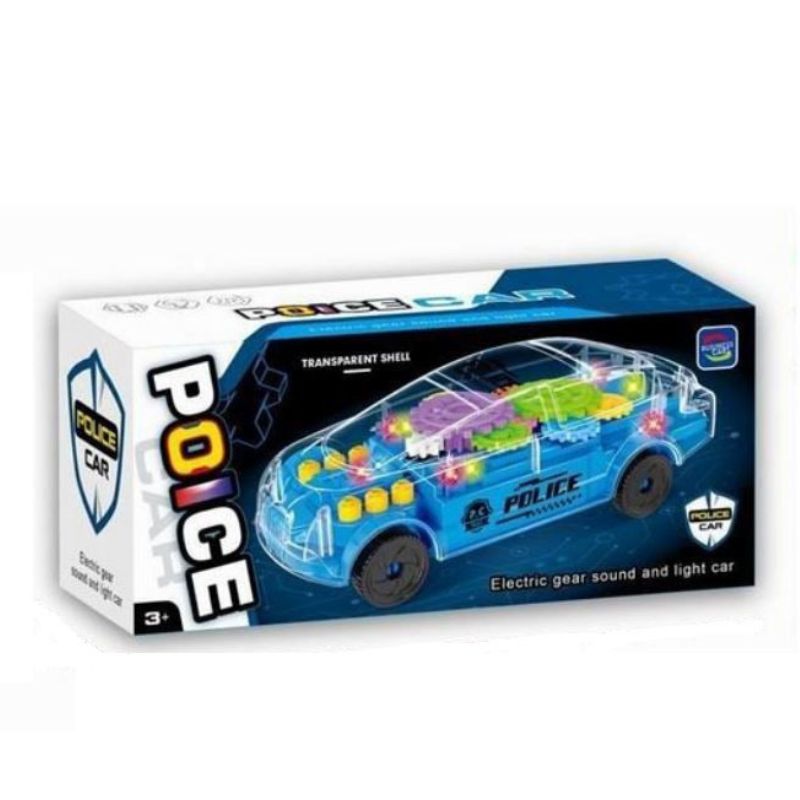 Transparent Electric Police Car With 3D Flashing Light And Music For Kids