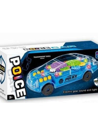 Transparent Electric Police Car With 3D Flashing Light And Music For Kids
