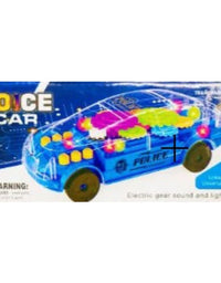 Transparent Electric Police Car With 3D Flashing Light And Music For Kids
