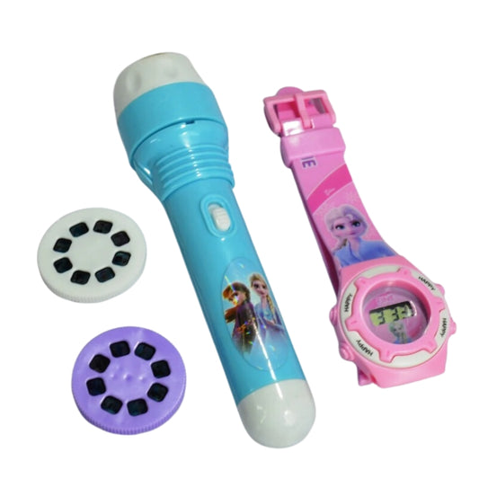 Projection Flashlight Torch With Watch Toy For Kids