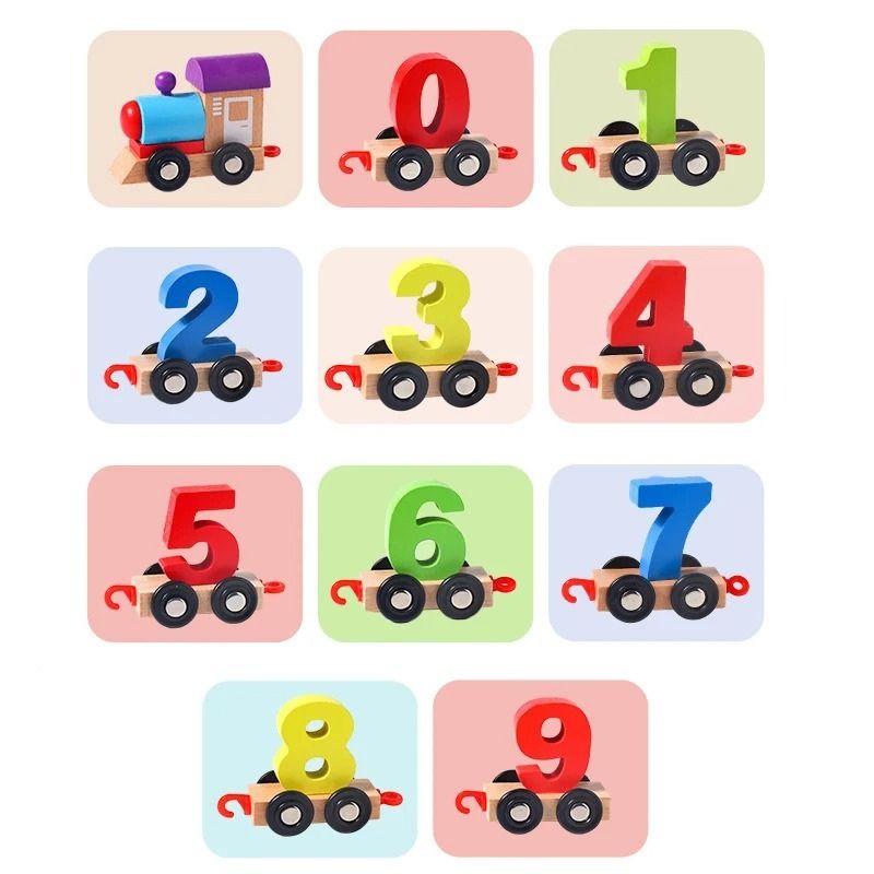 Wooden Number Train Toy Set For Babies