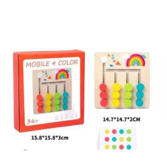 Children Wooden Color Matching Busy Board Mobile 4 COlor, Logic Game,Color and Shape Slide Matching