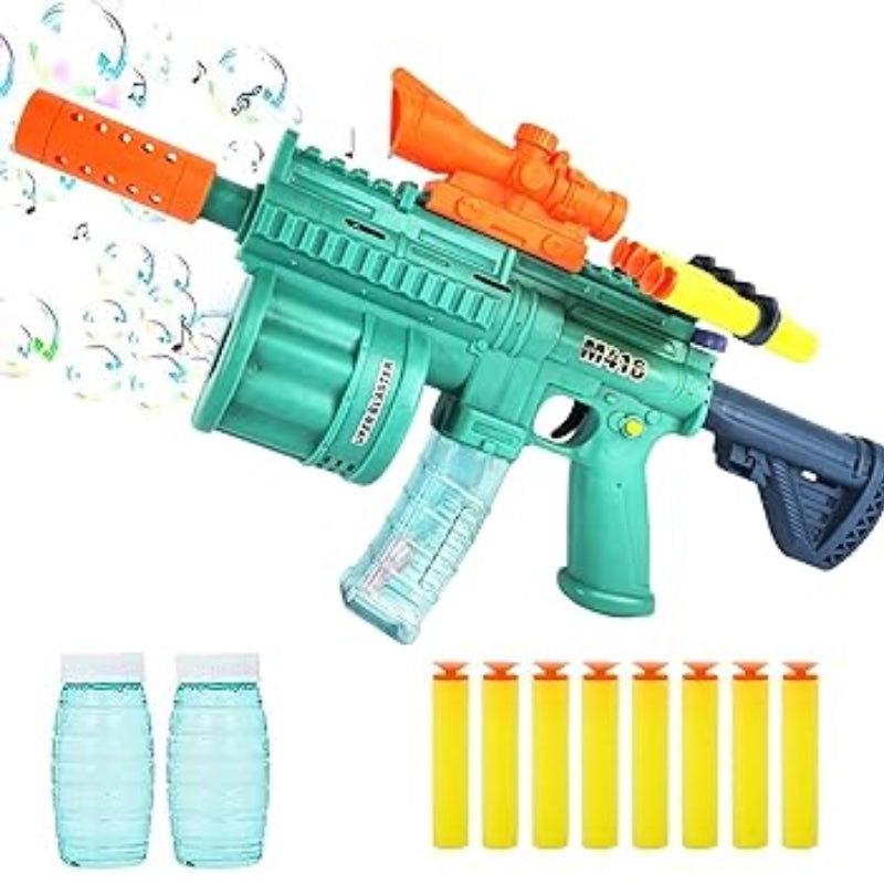 Electric Bubble Machine Gun with Soft Bullet Blaster Toy For Kids